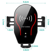 Cargar imagen en el visor de la galería, Soporte inalámbrico para cargador de automóvil, sujeción automática de carga rápida para teléfono celular
